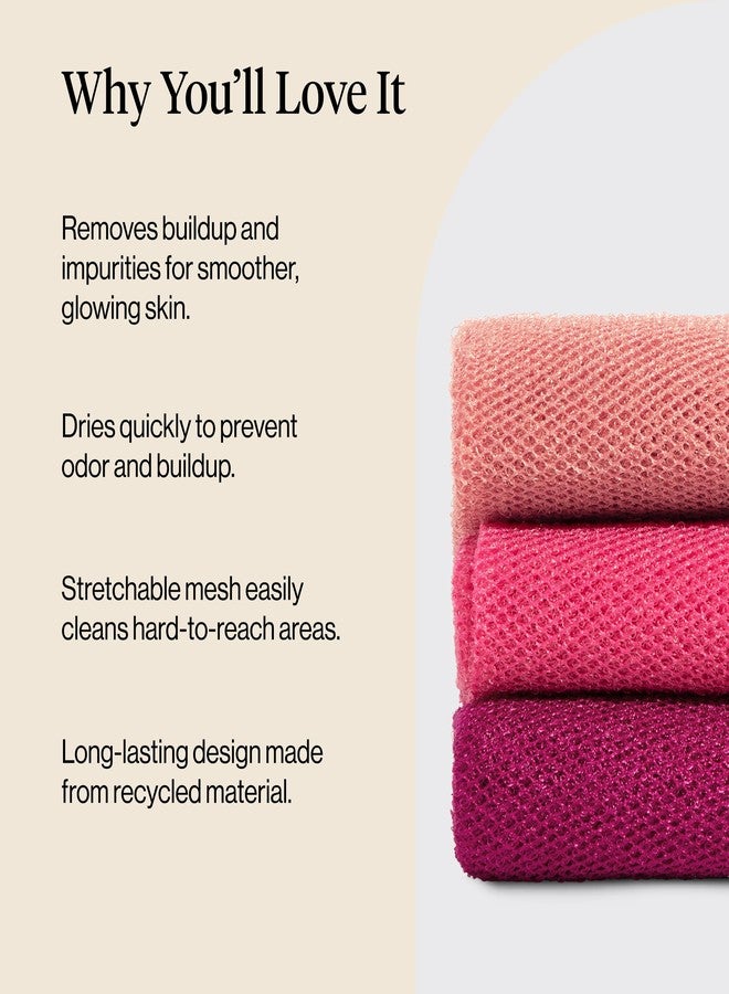 كيتش إسفنجة كيتش الأفريقية الشبكية - مقشر للجسم لتنظيف وتقشير لطيف يومي - إسفنجة استحمام مرنة للمناطق التي يصعب الوصول إليها، عنصر أساسي للاستحمام يدوم طويلاً - وردي توتي، 3 قطع - Image 4